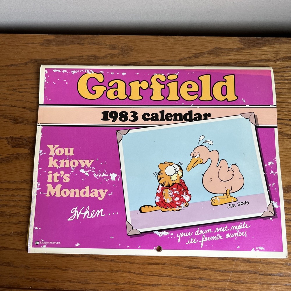 Vintage 1983 Garfield‎ Calendar "You Know It's Monday When" Rare / HTF READ